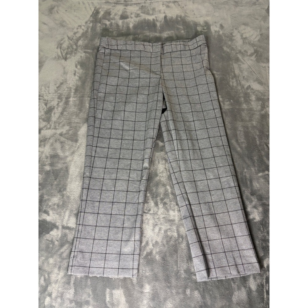 Amanda + Chelsea Gray Windowpane Plaid Dress Pants 12P Stretch Pull On Career